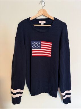 Ralph Lauren Inspired Navy Flag Knit Sweater